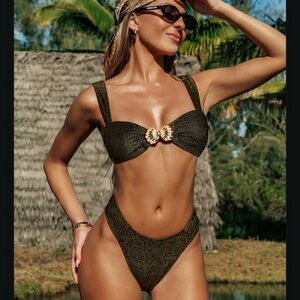 NWT cupshe x Lexi Rivera Just Basking Black Bikini